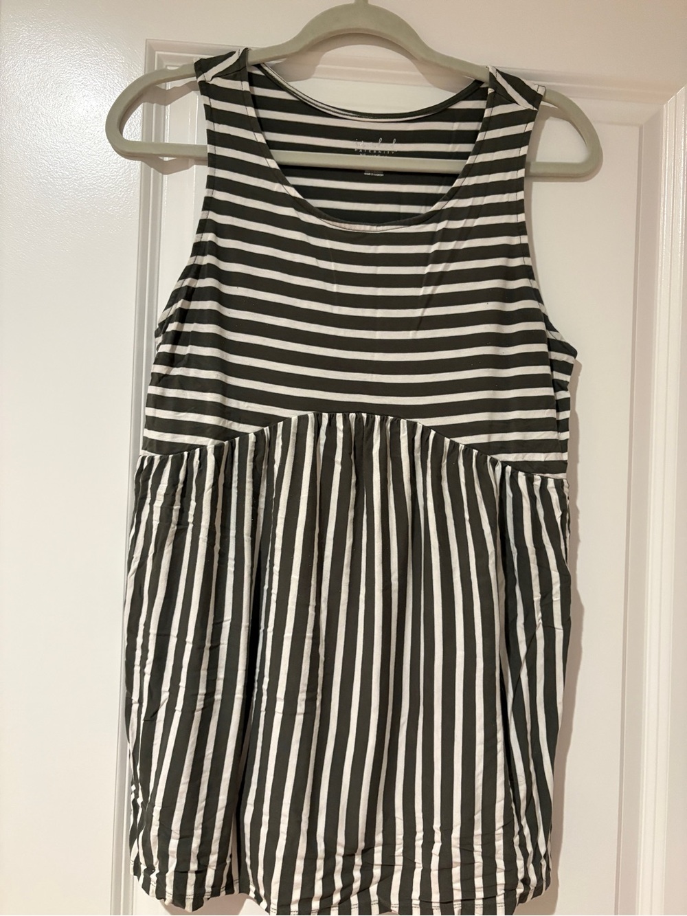 Isabel Maternity by Ingrid & Isabel Olive Green and White Striped Maternity Tank